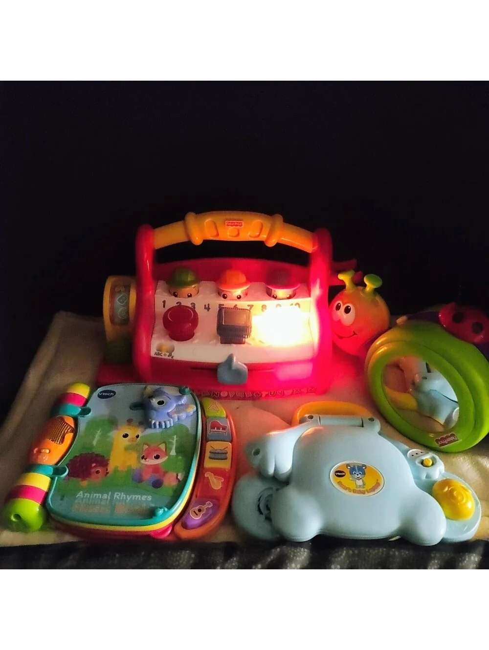 Large lot of 4 interactive baby and toddler learning toys VTech and Fisher-Price